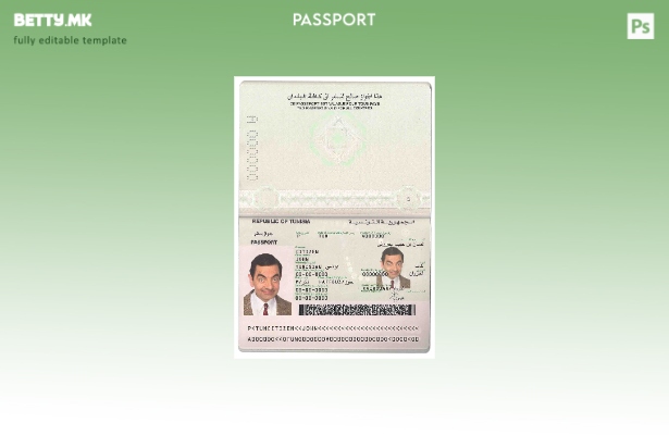 Шаблон за пасош на Тунис во модерен стил